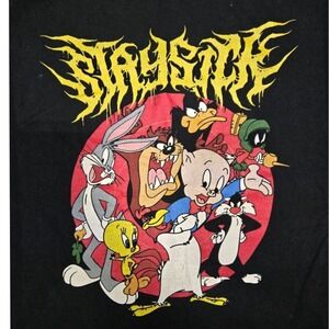 Gildan Looney Tunes Stay Sick‎ Graphic Print Tee Shirt 2XL Bugsbunny